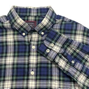 Untuckit Shirt Tartan Green Blue Tartan Plaid Men's Sz L Long Sleeve‎ Button